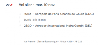 VOS VOLS* AIR FRANCE  - Vol aller