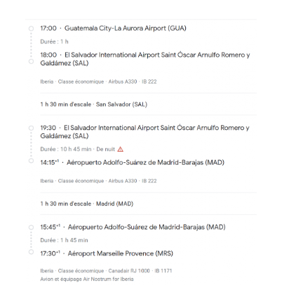 VOS VOLS* IBERIA de MARSEILLE - Vol retour