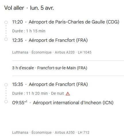VOS VOLS* LUFTHANSA - Vol aller