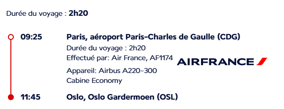 VOS VOLS* AIR FRANCE DE PARIS - Vol aller