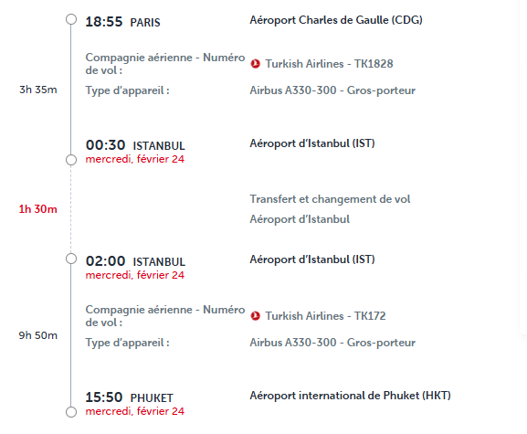 VOS VOLS* TURKISH AIRLINES de PARIS - Vol aller