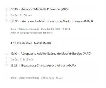 VOS VOLS* IBERIA de MARSEILLE - Vol aller