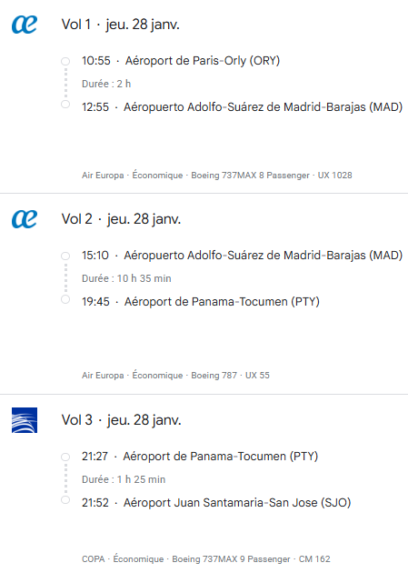 VOS VOLS* AIR EUROPA de PARIS ORLY - Vol aller