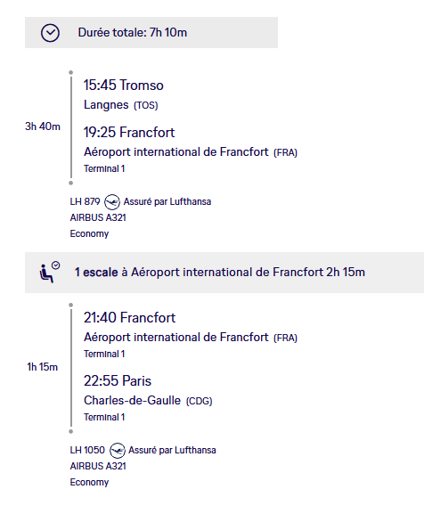 VOS VOLS* LUFTHANSA - Vol retour